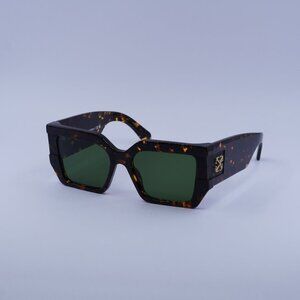 Off-White OERI148 DOVER 6055 Sunglasses Havana Square Frame, Green Lenses